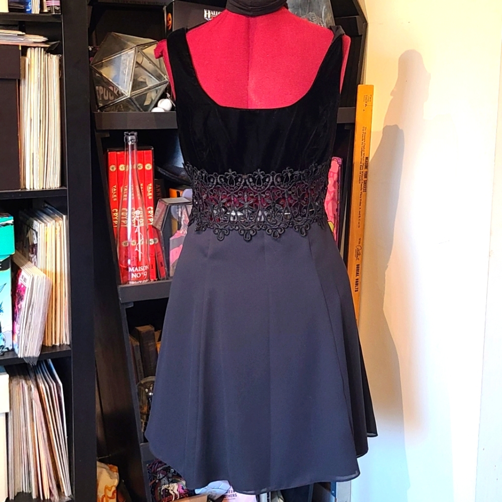 90's Black Lace Mini Cut-out Midriff Dress